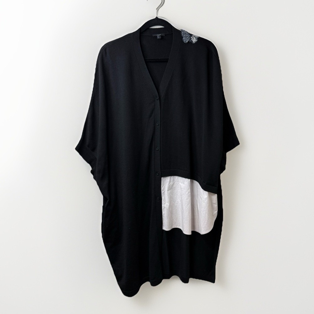COS Cotton - Wool Blend Oversized Slouchy Lagenlook Cardigan Minimalist Sz L